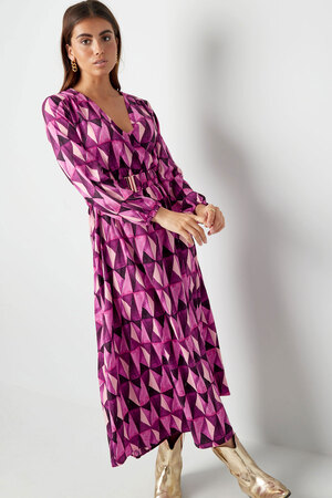 Maxi jurk retroprint paars roze h5 Afbeelding5